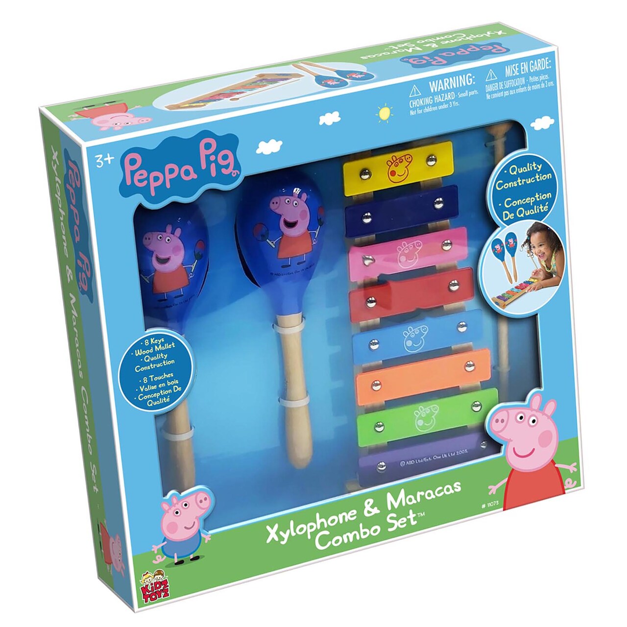 Peppa Pig: Wood Xylophone & Maracas Combo Set - 8 Notes & Keys, Childrens Musical Instruments, Includes: Wooden Mallet & 2 Wooden Maracas, Educational Music Toys For Toddler & Preschoolers, Percussion Learning Kit, No Batteries Required, Kids Ages 3+
